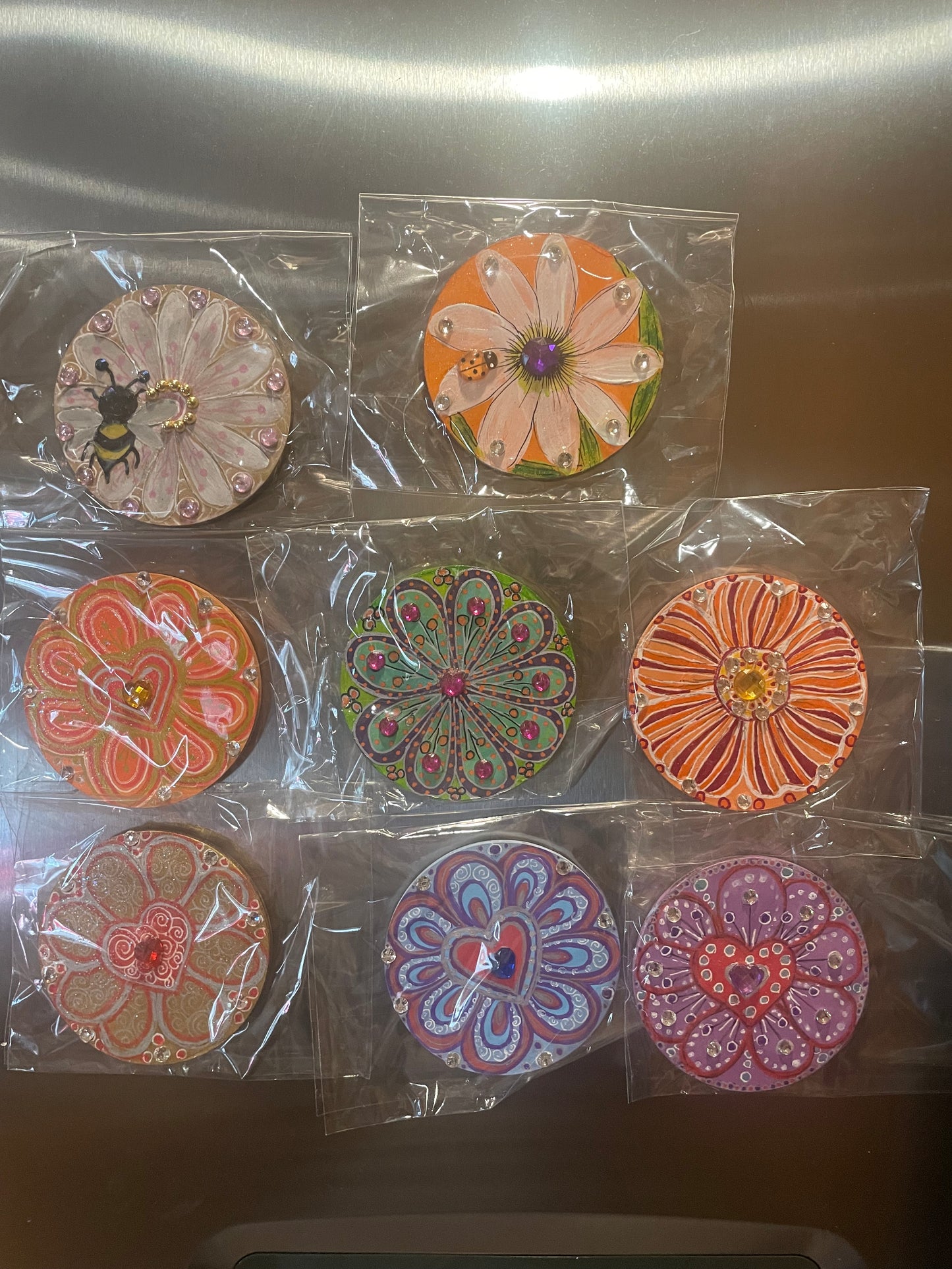 3 inch hand painted wooden magnet fridge friends