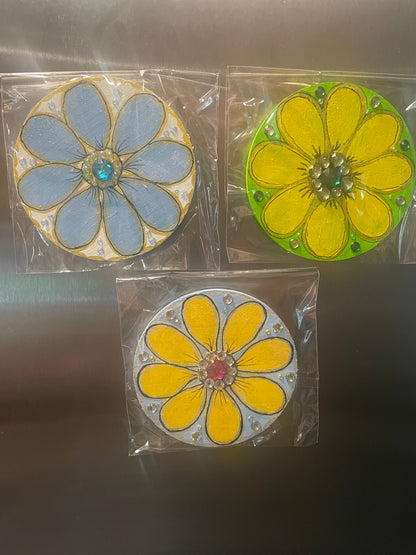 4” acrylic hand painted wooden fridge friends magnets
