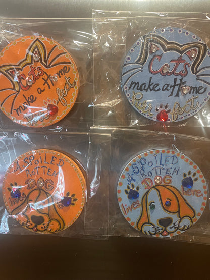 3 inch hand painted wooden magnet fridge friends