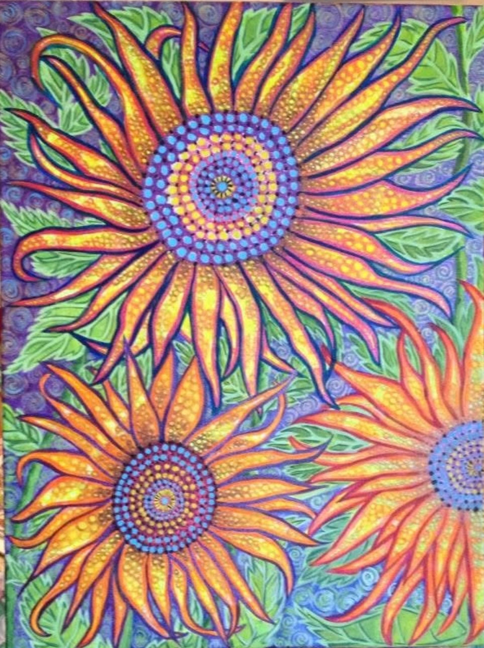 The Enchanted Sunflowers - acrylics 