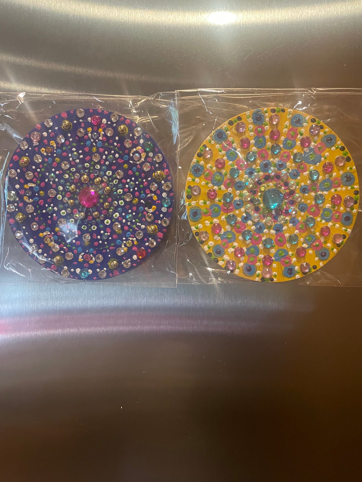 4” acrylic hand painted wooden fridge friends magnets