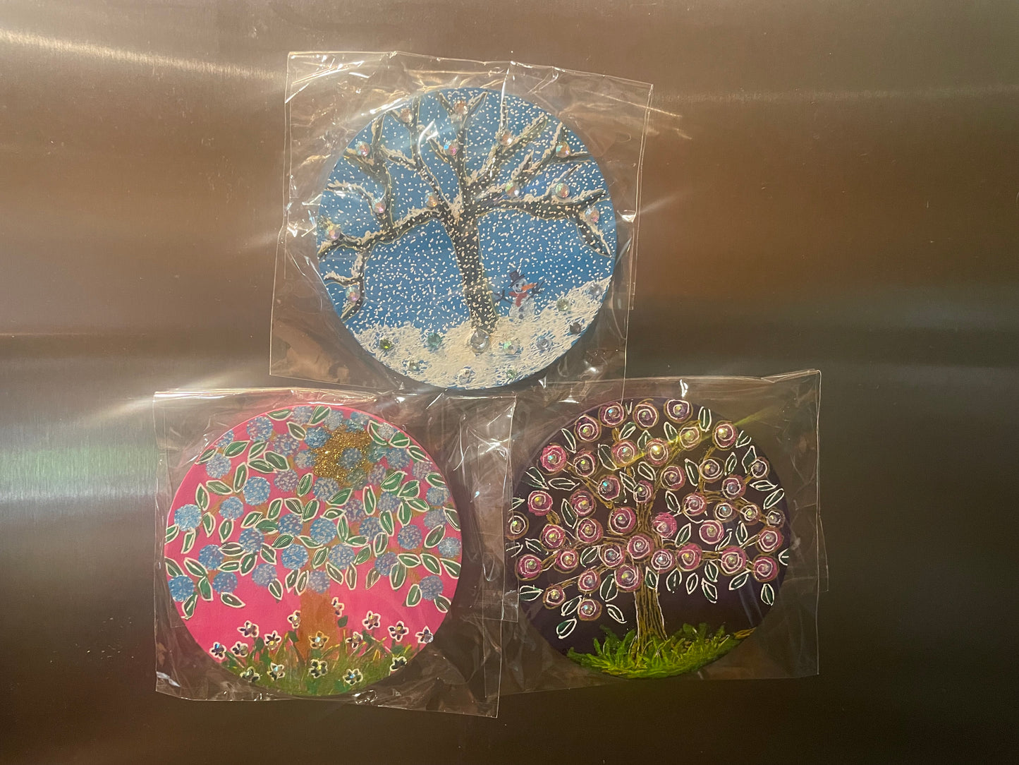 3 inch hand painted wooden magnet fridge friends